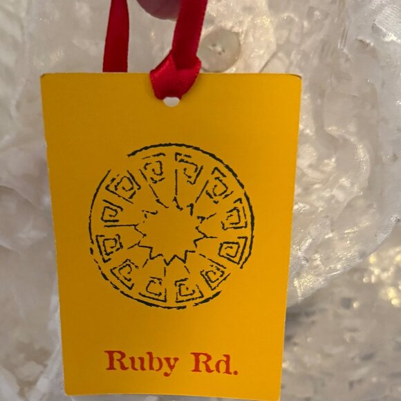 Blouse Ruby Rd Ivory Gold Metallic Sheer Burnout Button Up Eyelash Fairy 14 - Picture 10 of 10